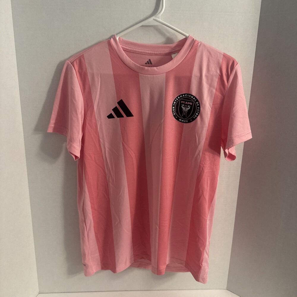 Adidas Inter Miami CF Messi Fan Jersey Women's Size Medium Pink Short Sleeve NWT